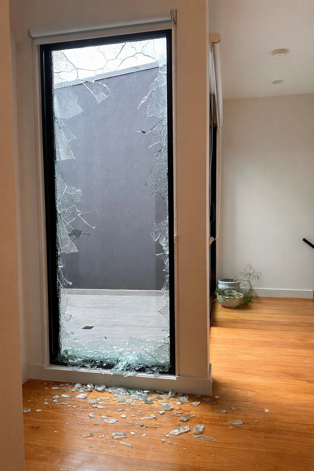 Smashed bedroom window